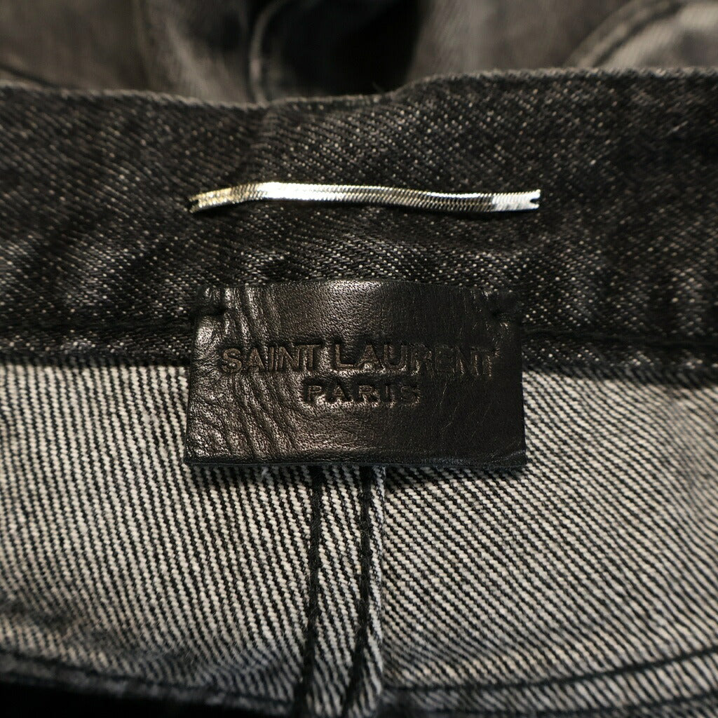 SAINT LAURENT PARIS(サンローランパリ) ヴァカレロ期 ダメージ加工 ジップアップ スキニー デニムパンツ ブラック 527503 YB867