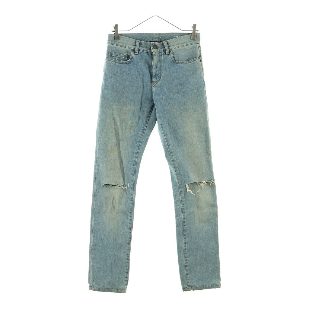 SAINT LAURENT PARIS(サンローランパリ) 15AW ニークラッシュ ダメージ加工 ストレッチ デニムパンツ インディゴ 399086 Y8511