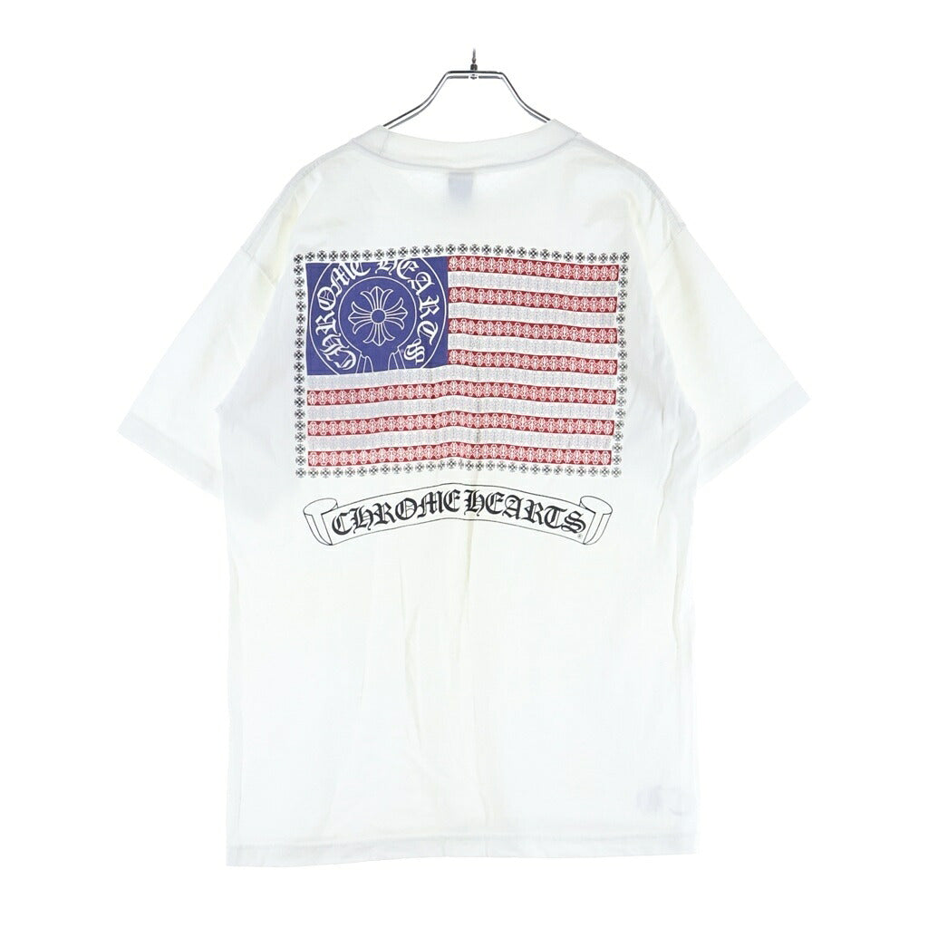 CHROME HEARTS(クロムハーツ) OLD AMERICAN FLAG TEE オールド アメリカンフラッグTシャツ 星条旗 ホースシュープリント 半袖カットソー ホワイト