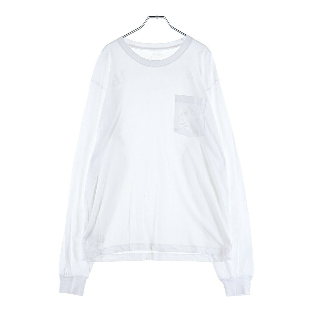 CHROME HEARTS(クロムハーツ) BACK ARCH LOGO SCROLL LABEL L/S TEE オンライン限定 袖フローラル アーチロゴ 長袖Tシャツ ロンT カットソー ホワイト