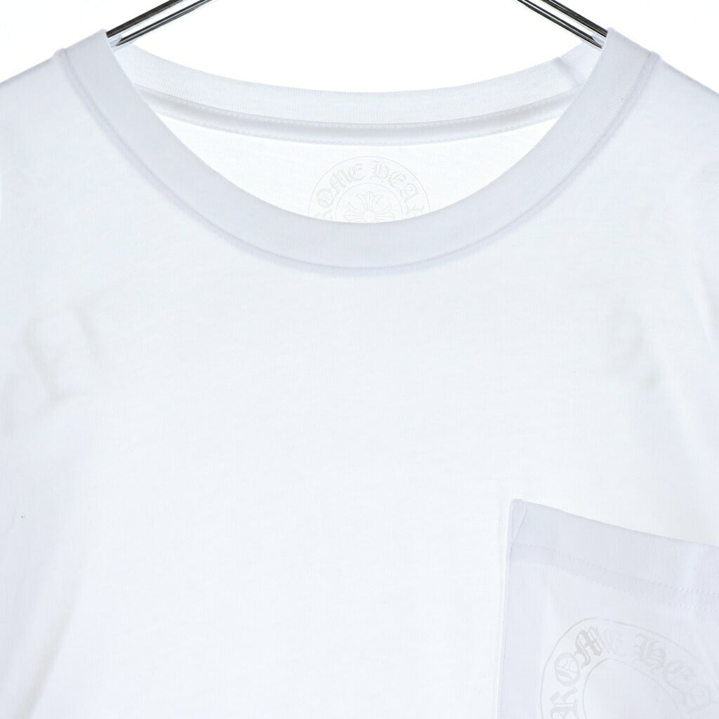 CHROME HEARTS(クロムハーツ) BACK ARCH LOGO SCROLL LABEL L/S TEE オンライン限定 袖フローラル アーチロゴ 長袖Tシャツ ロンT カットソー ホワイト