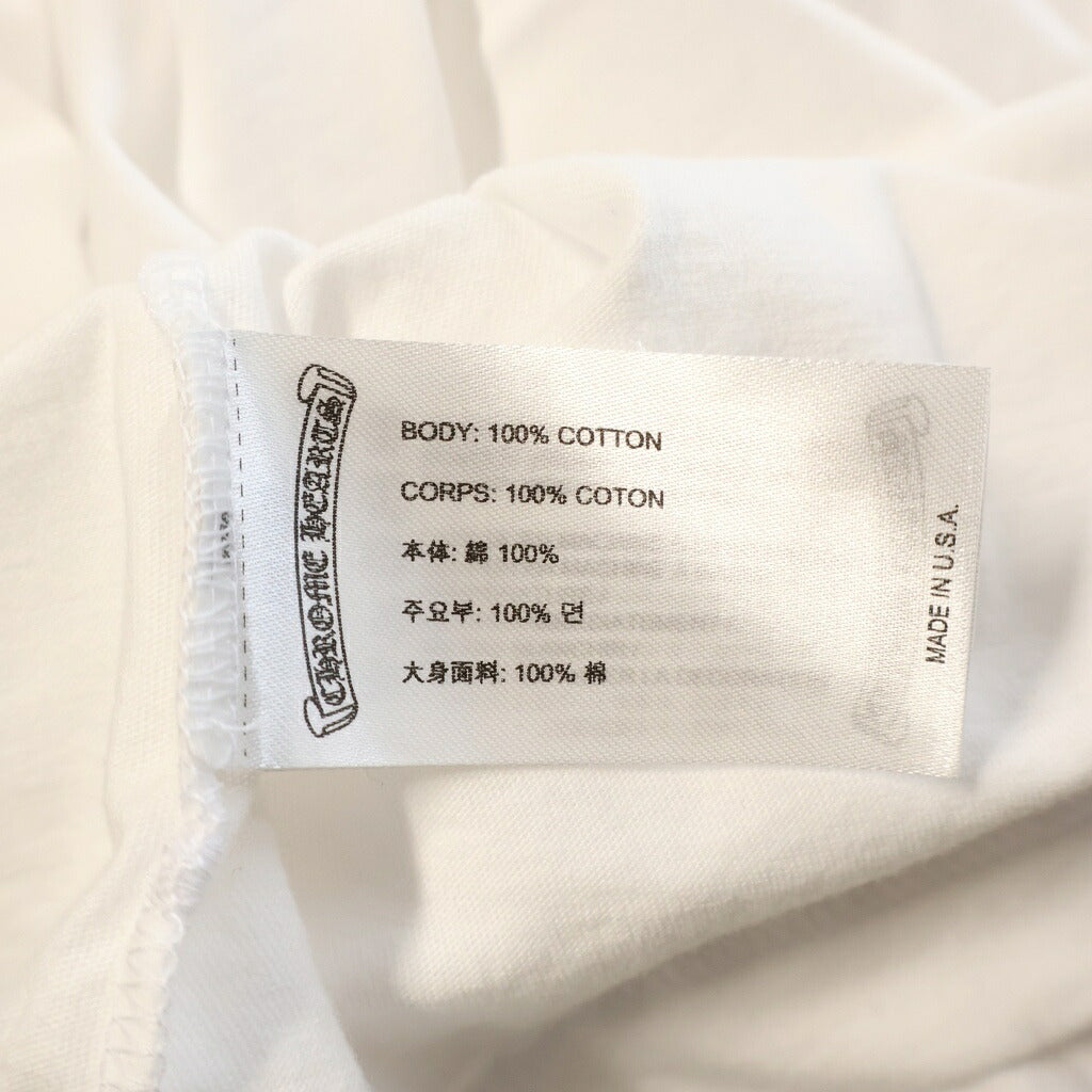 CHROME HEARTS(クロムハーツ) BACK ARCH LOGO SCROLL LABEL L/S TEE オンライン限定 袖フローラル アーチロゴ 長袖Tシャツ ロンT カットソー ホワイト