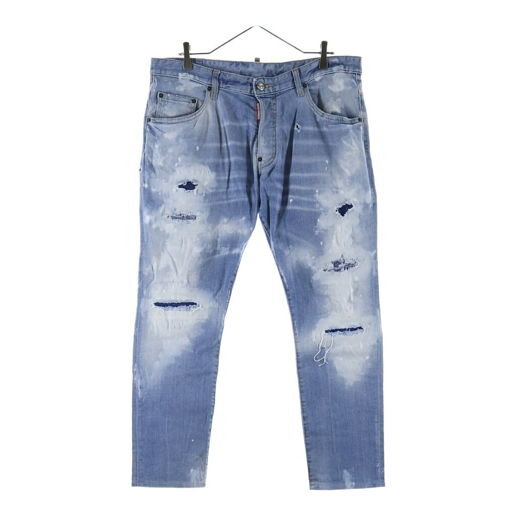 DSQUARED2(ディースクエアード) ダメージ加工 ボタンフライ スキニーデニムパンツ インディゴ S74LB0979 S30664