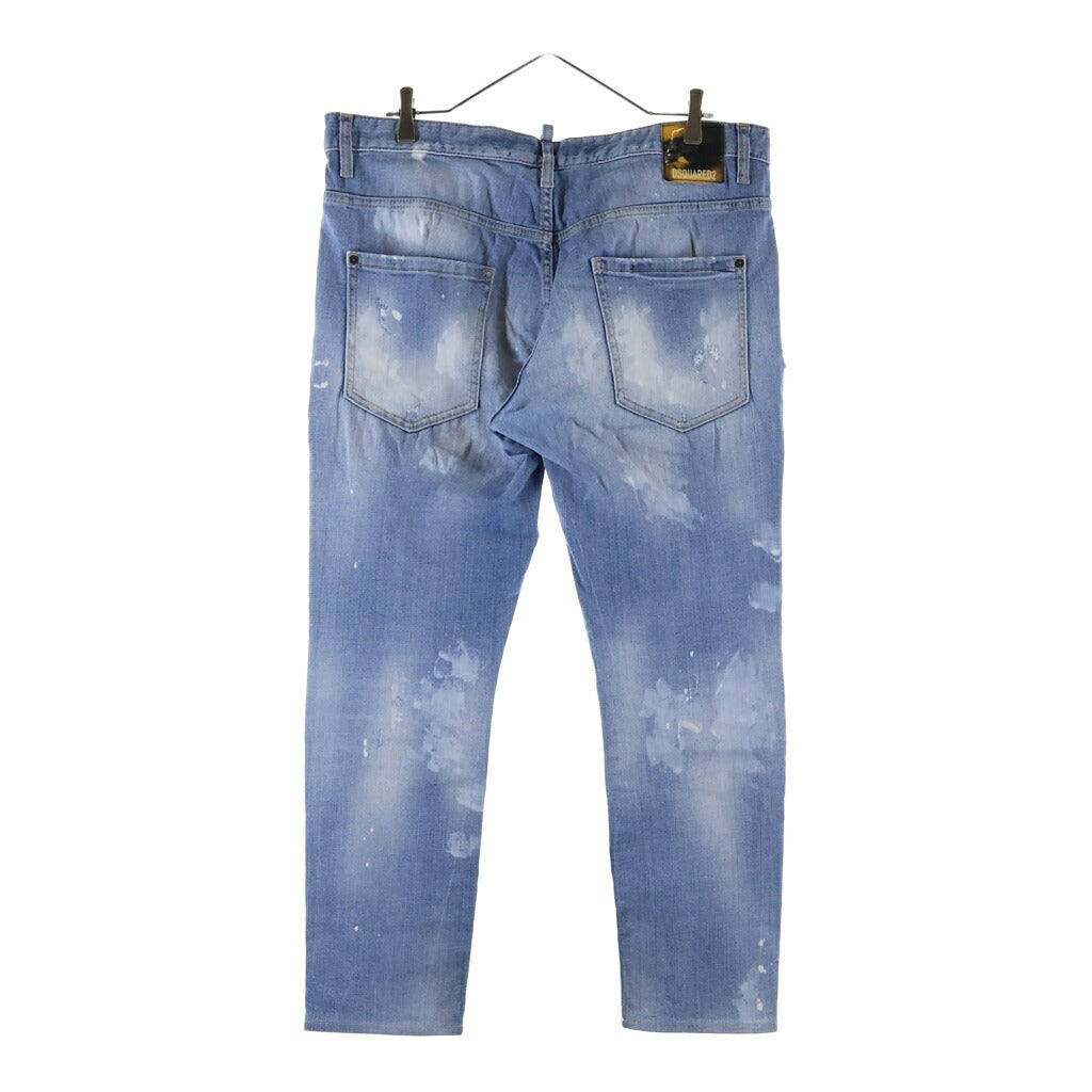DSQUARED2(ディースクエアード) ダメージ加工 ボタンフライ スキニーデニムパンツ インディゴ S74LB0979 S30664