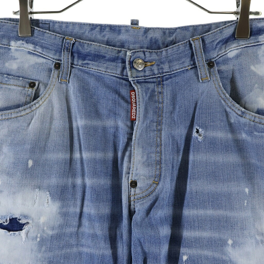 DSQUARED2(ディースクエアード) ダメージ加工 ボタンフライ スキニーデニムパンツ インディゴ S74LB0979 S30664