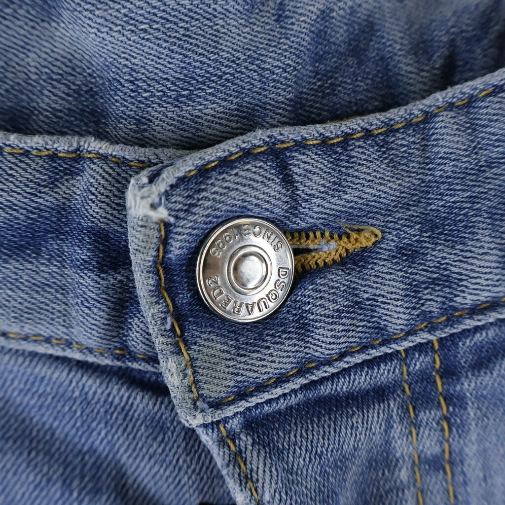 DSQUARED2(ディースクエアード) ダメージ加工 ボタンフライ スキニーデニムパンツ インディゴ S74LB0979 S30664