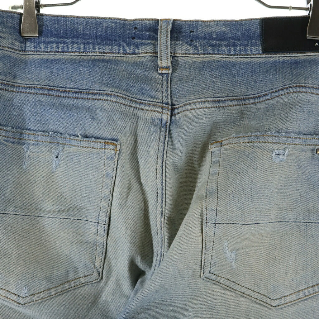 AMIRI(アミリ) Distressed Ripped Skinny Denim Jeans ダメージ加工クラッシュスキニーデニムパンツ ボトムス ブルー SR1PXMDS154SAMDSI