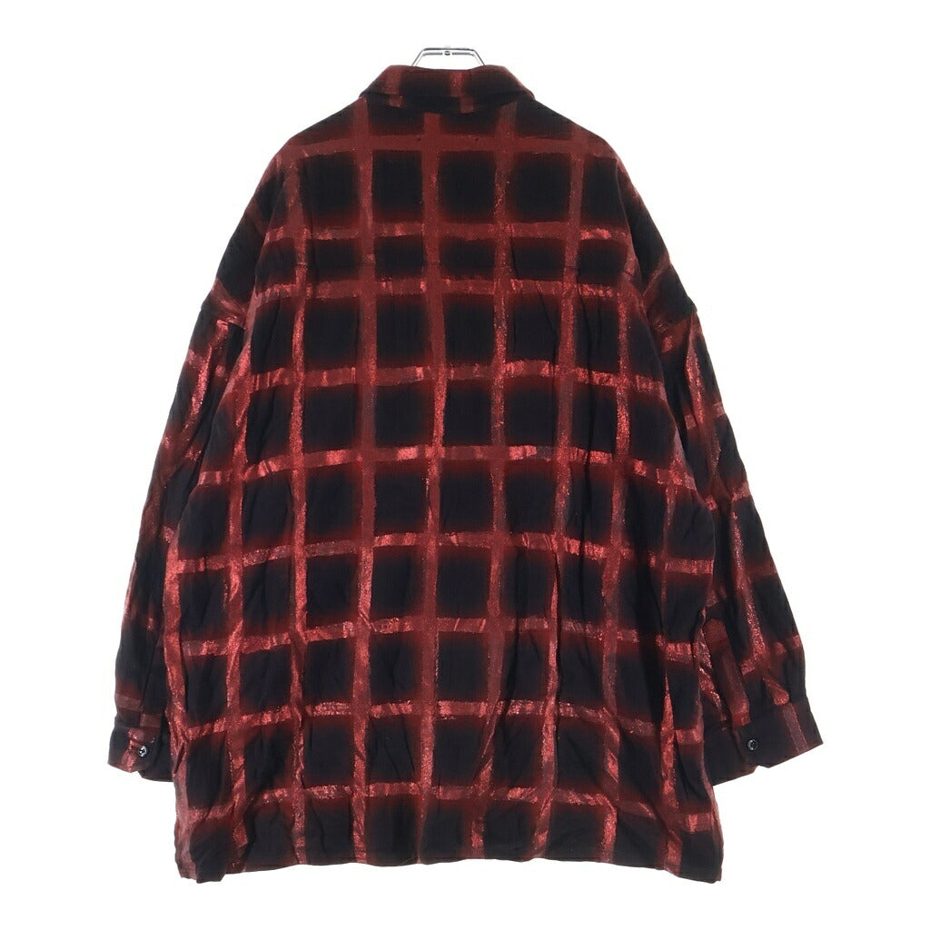 AMIRI(アミリ) Glitter Plaid Oversized Shirt グリッターオンブレチェックオーバーサイズ長袖シャツ ブラック/レッド WWLSB-GLPRED