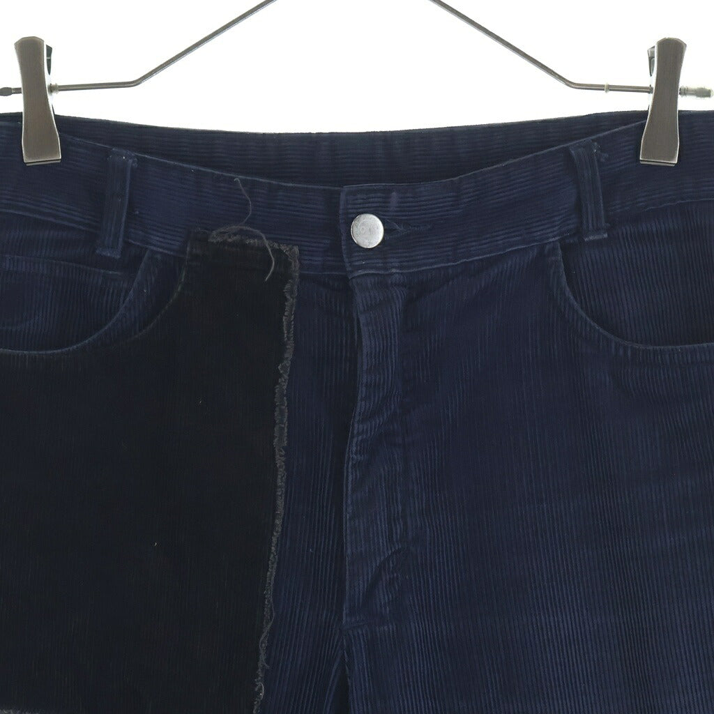 Maison Margiela(メゾンマルジェラ) 04AW アーティザナル ここのえ期 パッチワークデザイン ダメージ加工 コーデュロイパンツ ブルー 933P02050125