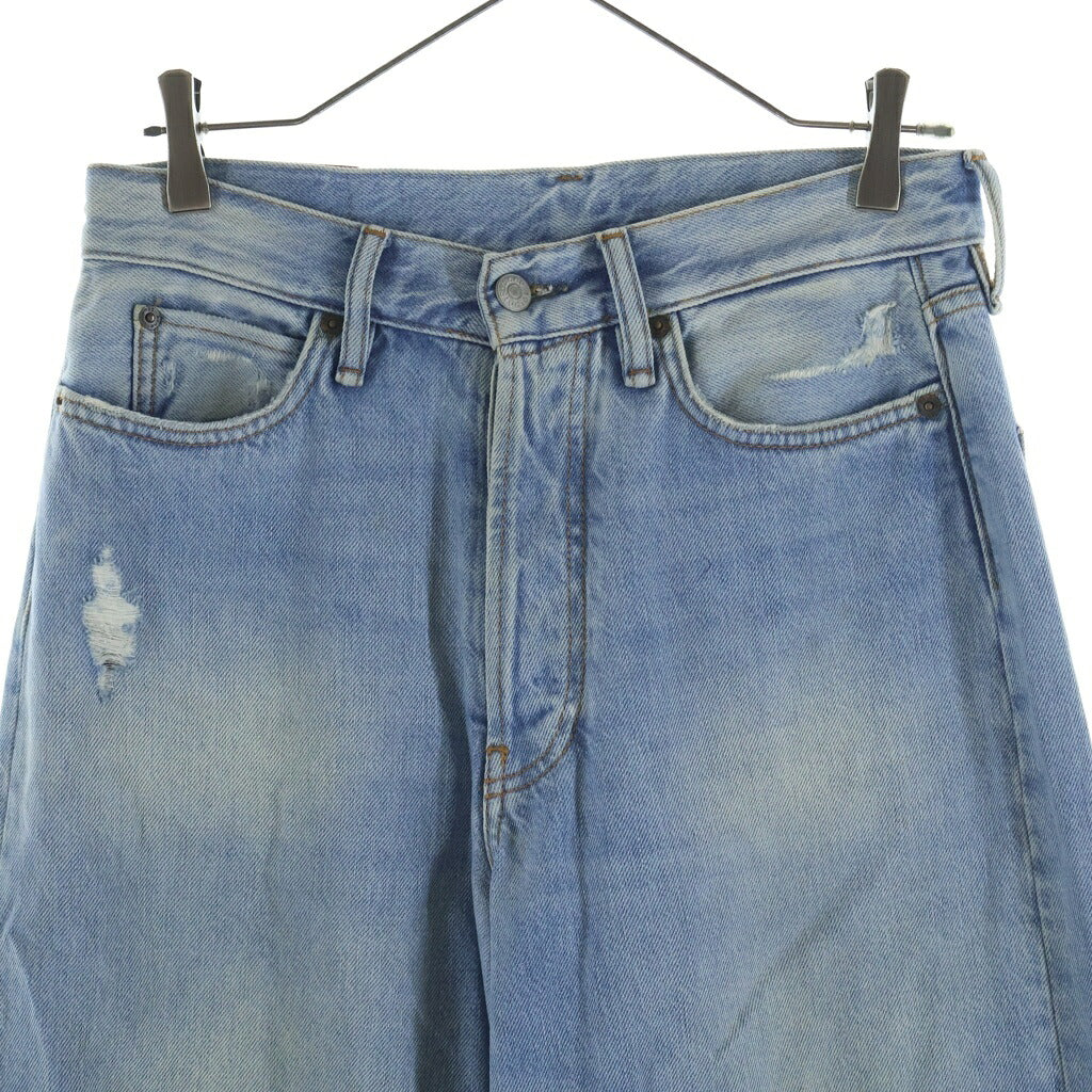 Acne Studios(アクネ ストゥディオズ) ダメージ加工 ルーズフィット ボタンフライ デニムパンツ インディゴ A00431