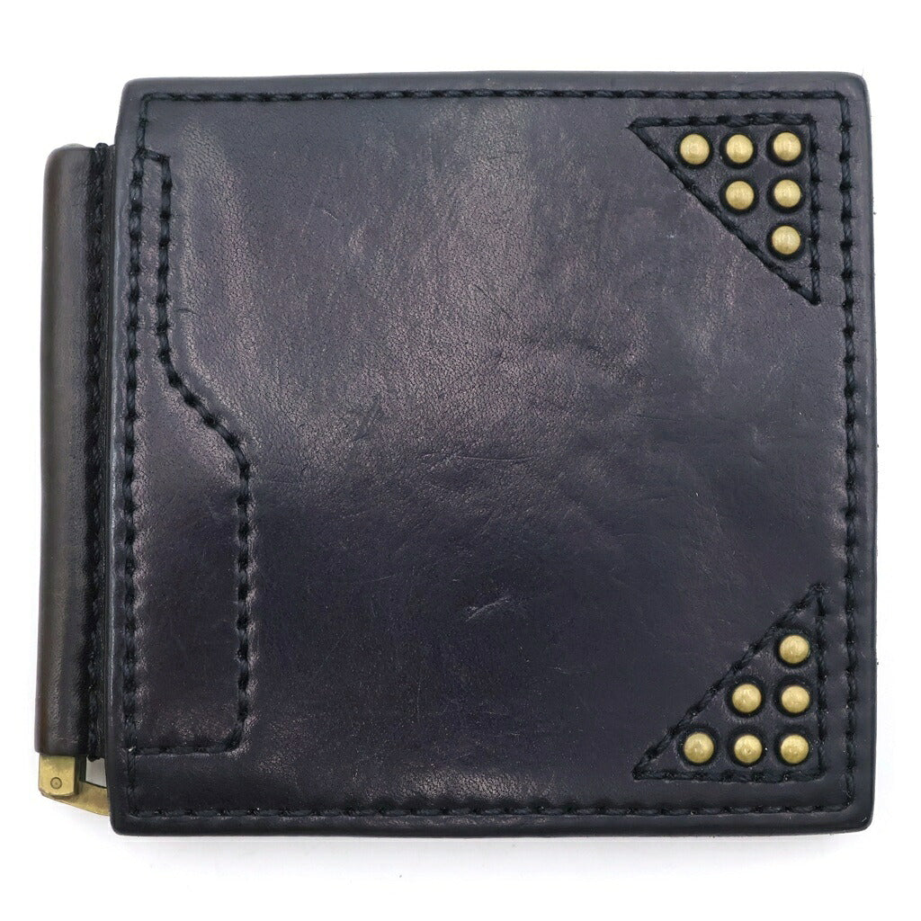 BLACK MEANS(ブラックミーンズ) スタッズデザイン レザー マネークリップ コンパクトウォレット ブラック 945-70TAC146