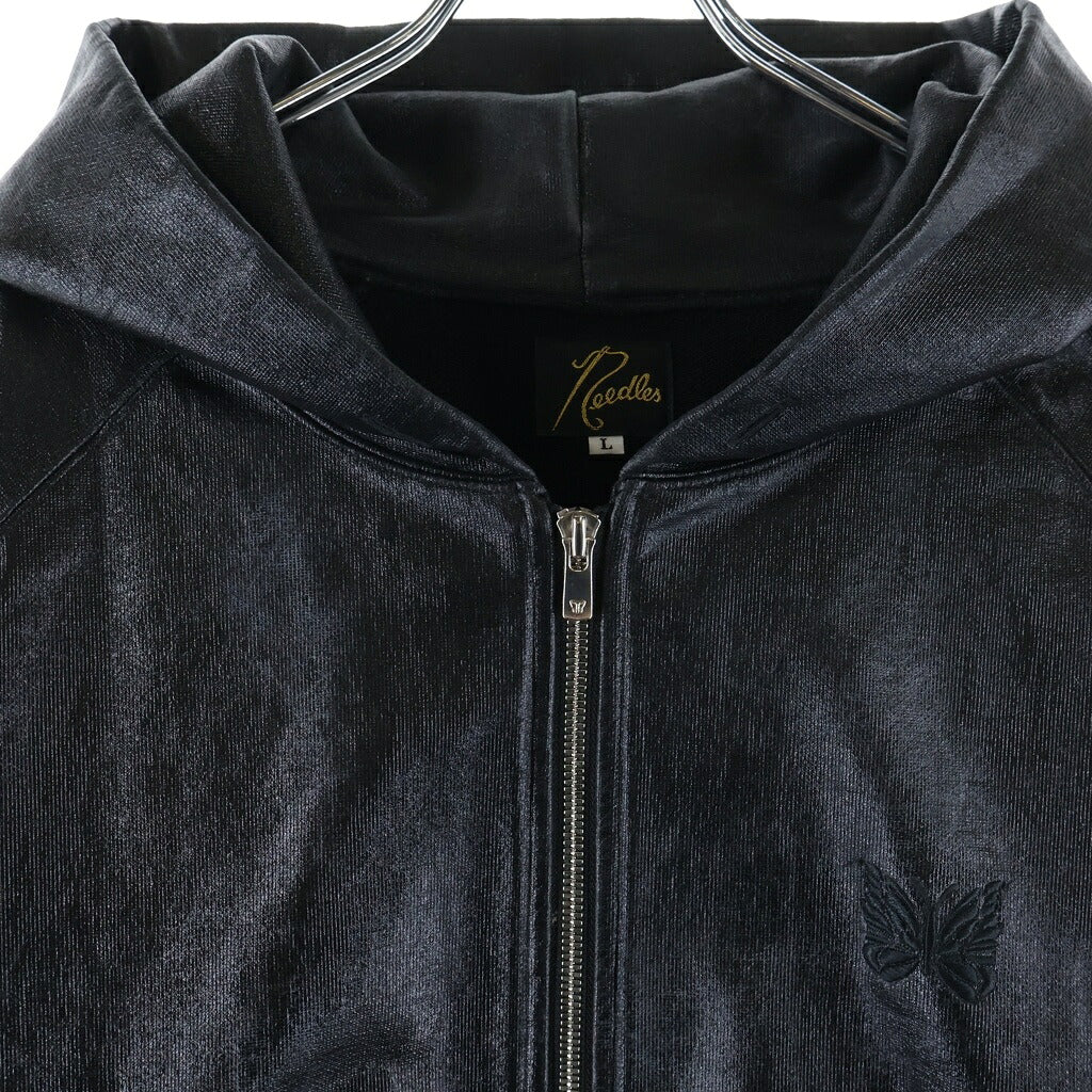 Needles(ニードルス) 26SS COATING ZIPPED TRACK HOODY コーティングジップパーカー ブラック RW1651
