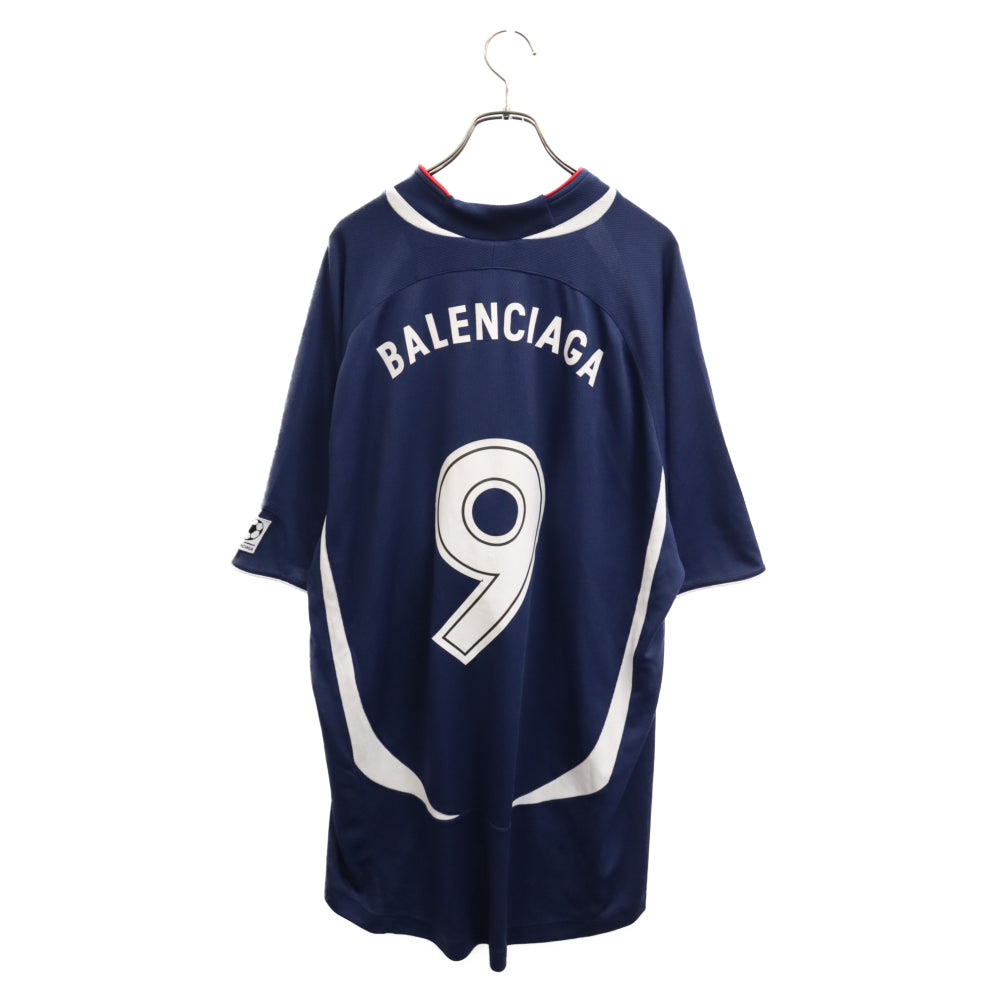 BALENCIAGA(バレンシアガ) 21AW JERSEY LOGO SOCCER TOP ジャージ ロゴサッカートップ 半袖Tシャツ カットソー ネイビー 641664 CA63081