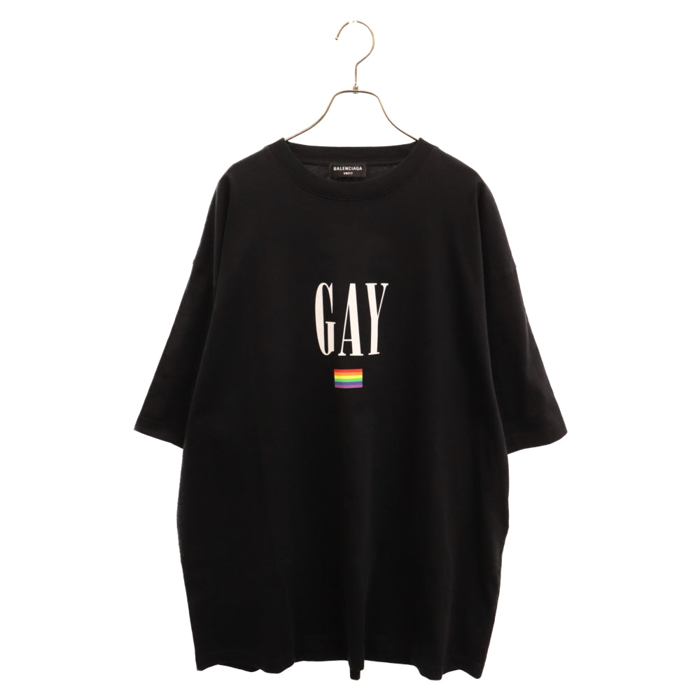 BALENCIAGA(バレンシアガ) GAY フロントプリント半袖Tシャツ ブラック 651795 TLV55