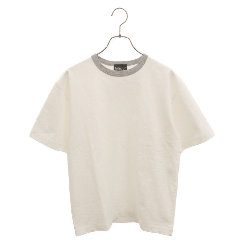 kolor(カラー) 20SS ネックリブ切替半袖Tシャツ カットソー ホワイト 20SCM-T13201S
