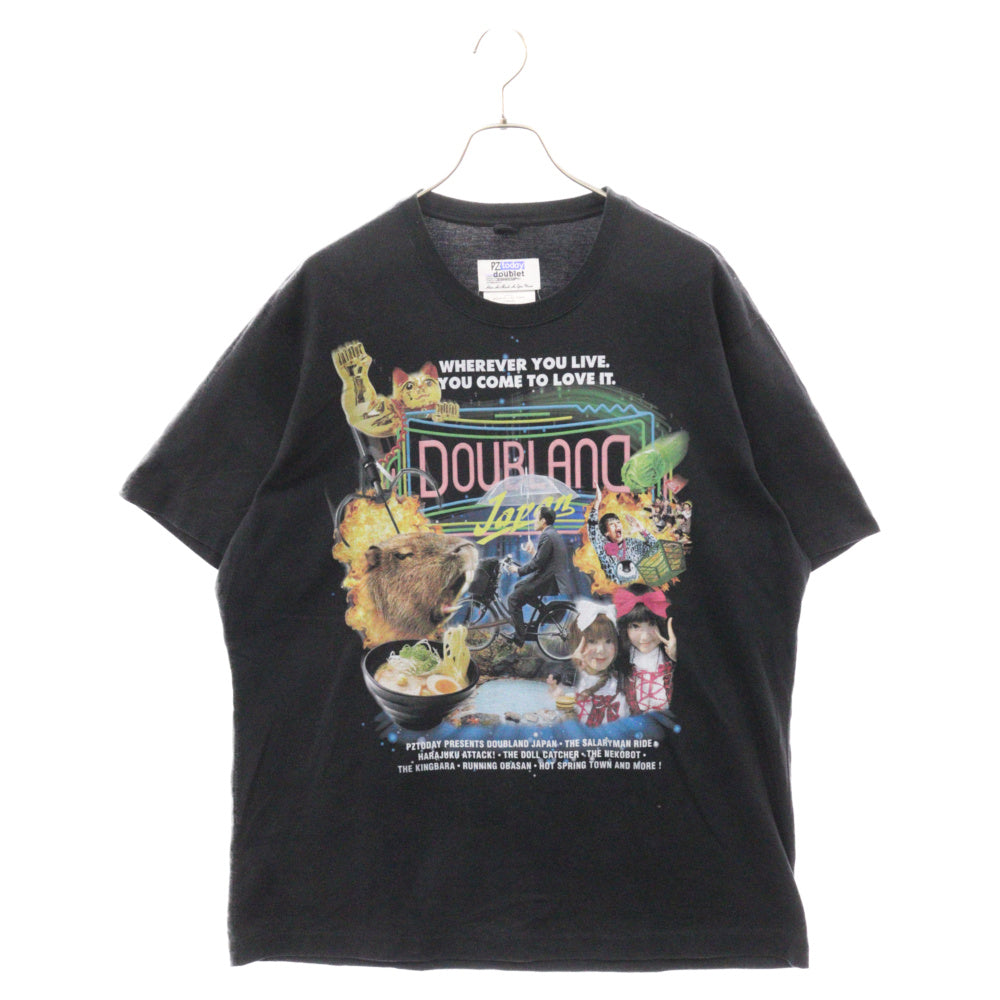 doublet(ダブレット) 23AW ×PZ TODAY PZトゥデイ JAPAN グラフィックプリント半袖Tシャツ ブラック 23AW35CS297