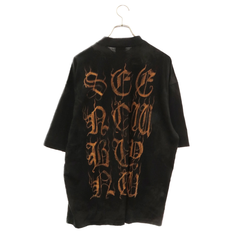 BALENCIAGA(バレンシアガ) 23SS Heavy Metal Logo T-Shirt ベビーメタルロゴ ダメージ加工半袖Tシャツ ブラック 744439 TOVE1