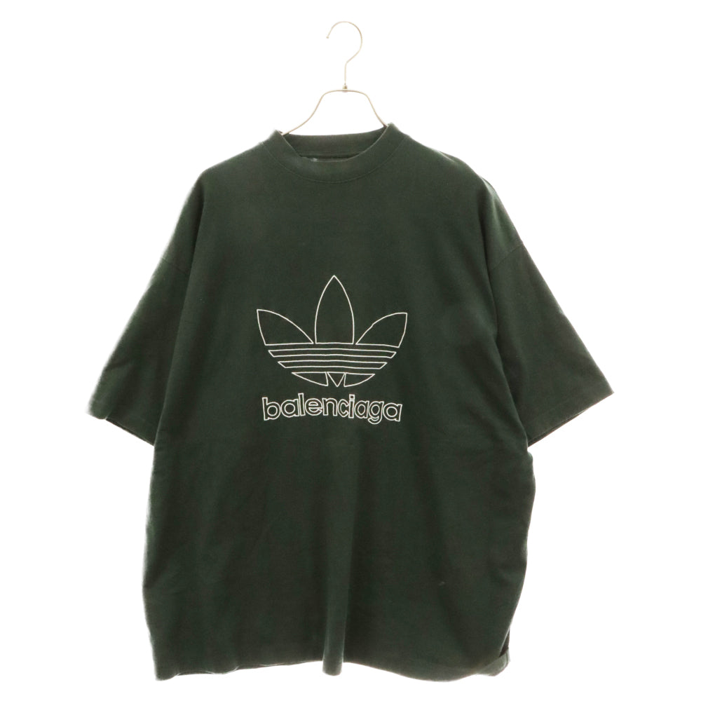 BALENCIAGA(バレンシアガ) 22AW ×adidas T-Shirt アディダス フロントロゴ半袖Tシャツ グリーン 723976 TNVN8