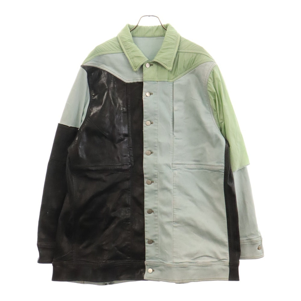Rick Owens(リックオウエンス) 22AW FOGPOCKET JUMBO OUTERSHIRT 切替デニムジャケット マルチ ブルー RR02B2720-SCOMW2