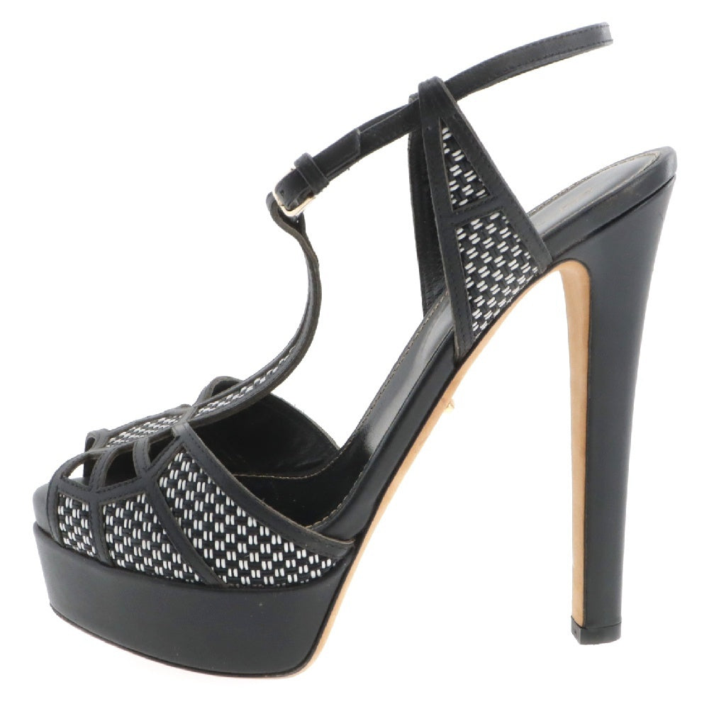 Sergio Rossi(セルジオロッシ) Leather T-Strap Sandals ハイヒールサンダル パンプス レディース ブラック