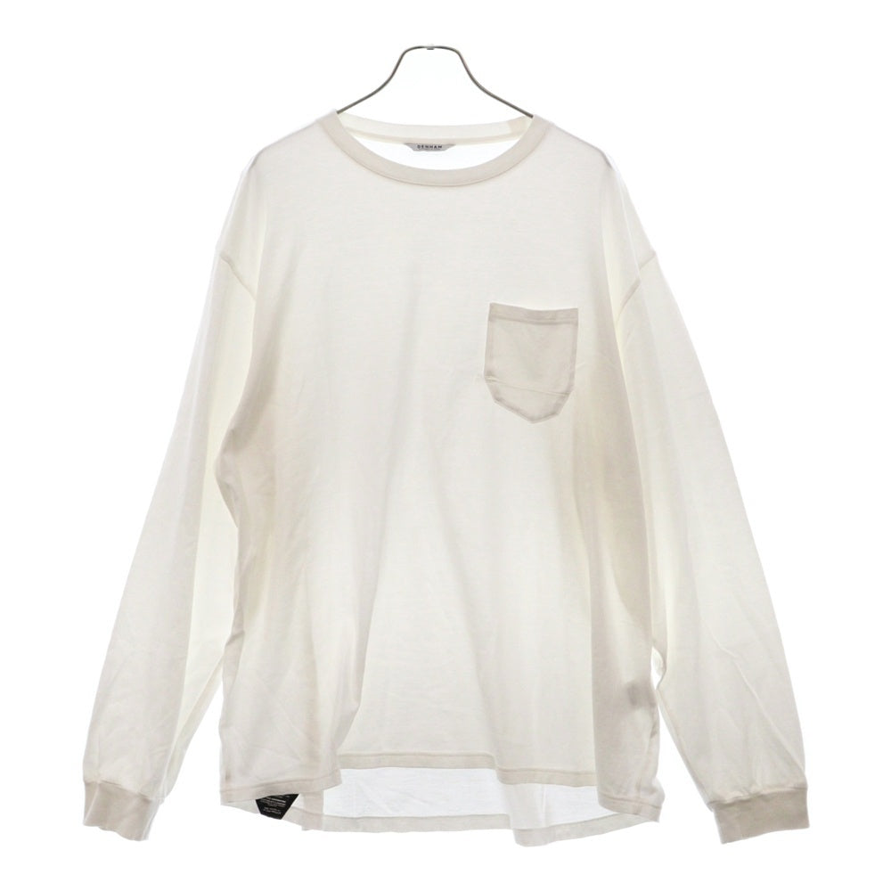 DENHAM(デンハム) 7 POCKET TEE LS ハサミ刺繍 ポケット長袖Tシャツ ロンT ホワイト 01-22-12-52-003