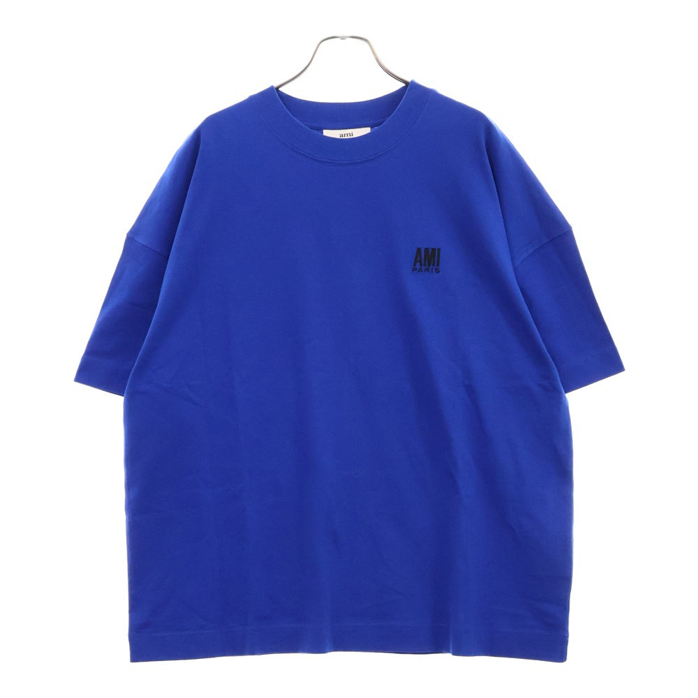 AMI Alexandre Mattiussi(アミアレクサンドルマテュッシ) ロゴ刺繍オーバーサイズ半袖Tシャツ ブルー H21HJ101.726