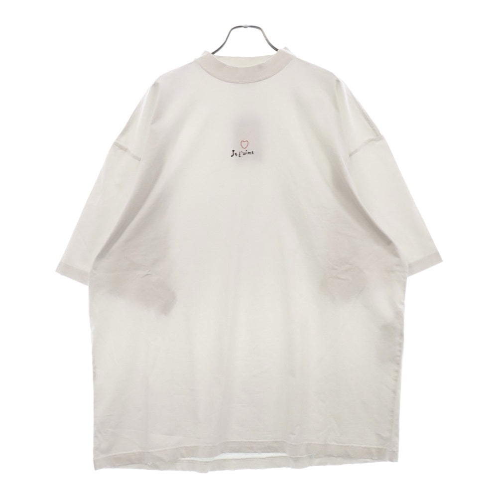 BALENCIAGA(バレンシアガ) Je T'aime T-Shirt 刺繍プリントダメージ加工半袖Tシャツ ホワイト 744439 TOVM7