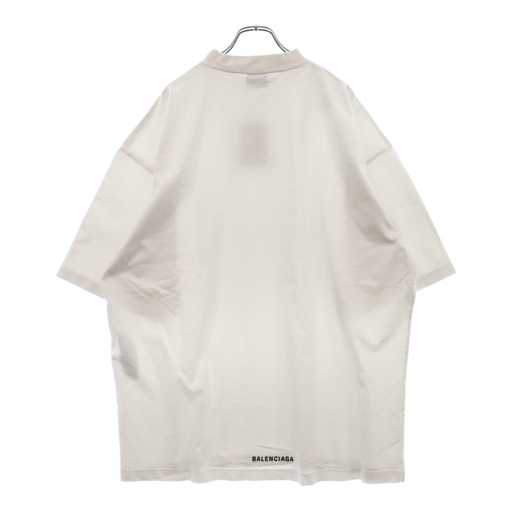 BALENCIAGA(バレンシアガ) Je T'aime T-Shirt 刺繍プリントダメージ加工半袖Tシャツ ホワイト 744439 TOVM7