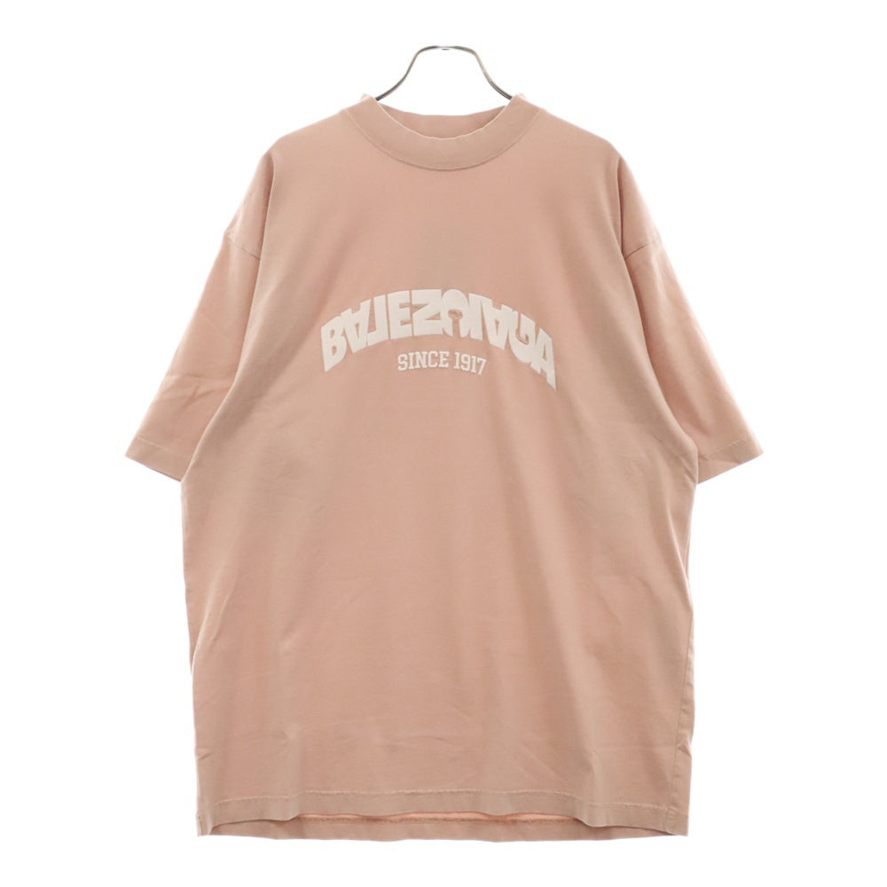 BALENCIAGA(バレンシアガ) 24SS Vintage Jersey Back Flip Logo T-Shirt バックフリップロゴプリント半袖Tシャツ ピンク 764235 TPVF9