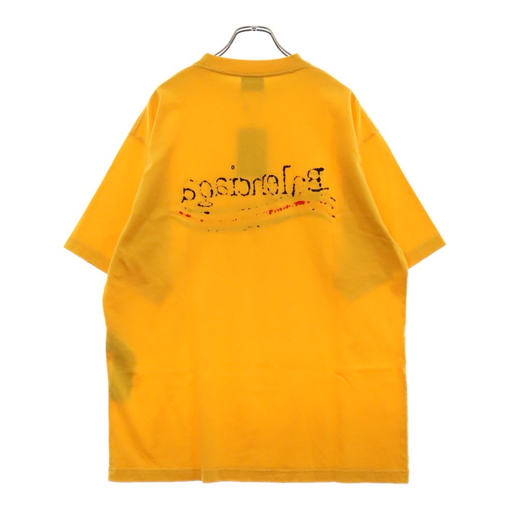 BALENCIAGA(バレンシアガ) 22AW Handwritten Campaign Logo T-Shirt キャンペーンロゴプリント半袖Tシャツ イエロー 641675 TNVE7