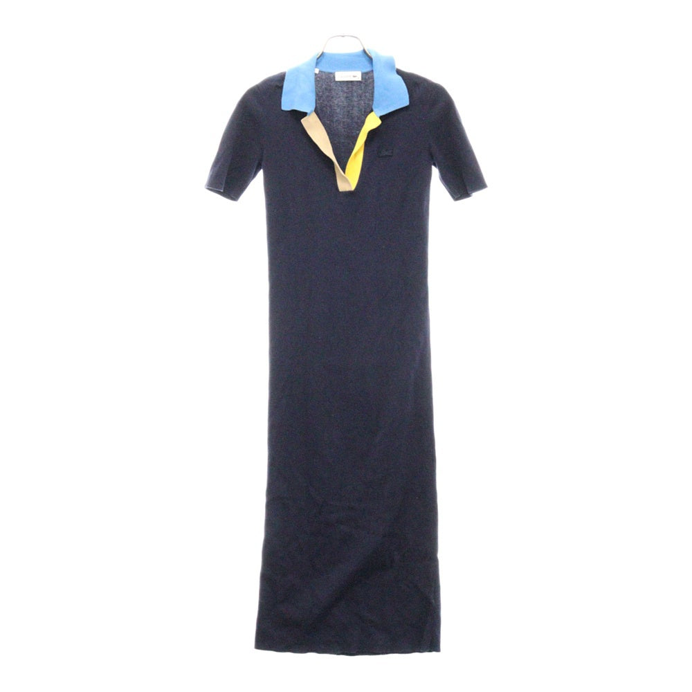 LACOSTE(ラコステ) Polo Collar Two-Tone Long Sweater Dress ポロシャツ ロングワンピース ドレス ネイビー レディース