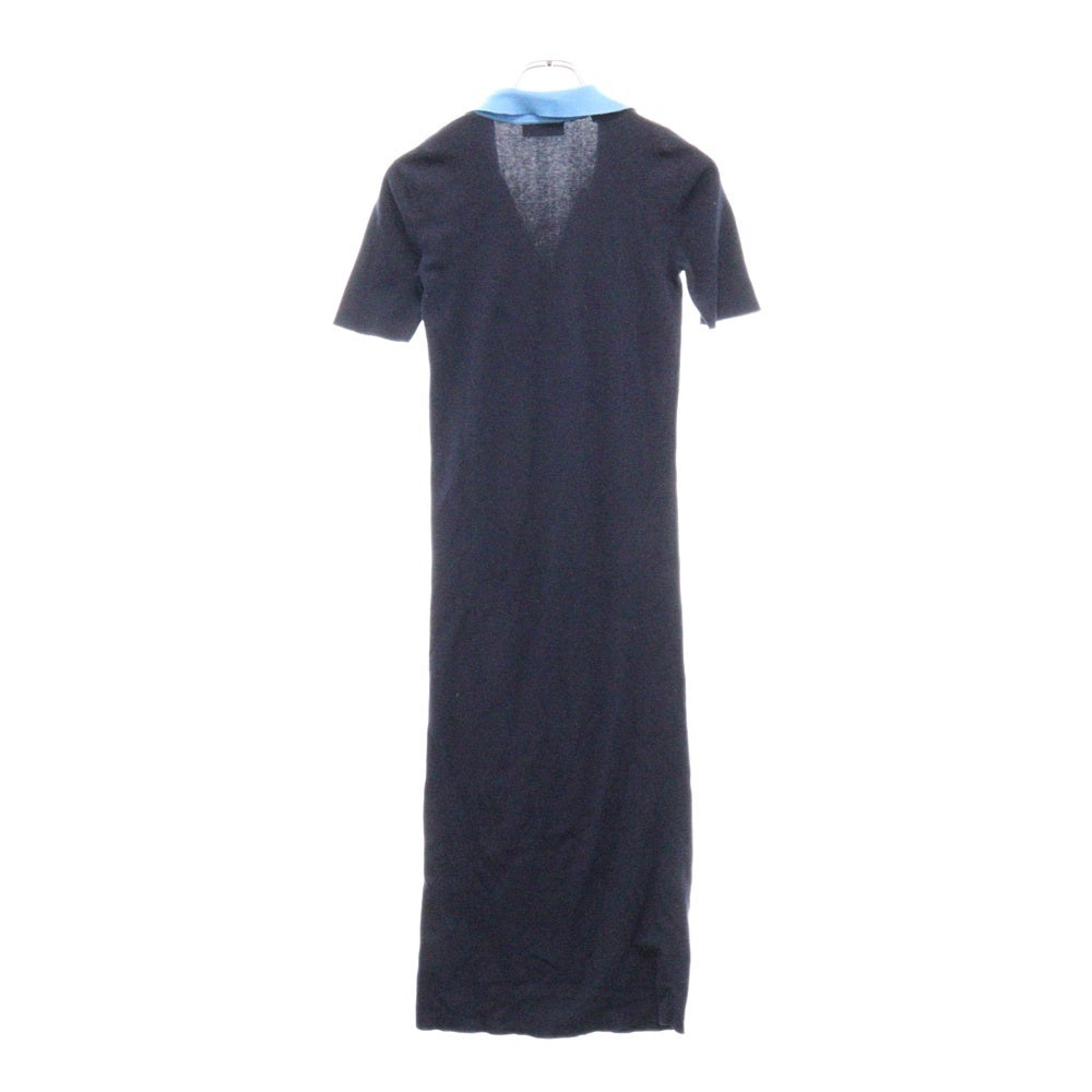LACOSTE(ラコステ) Polo Collar Two-Tone Long Sweater Dress ポロシャツ ロングワンピース ドレス ネイビー レディース