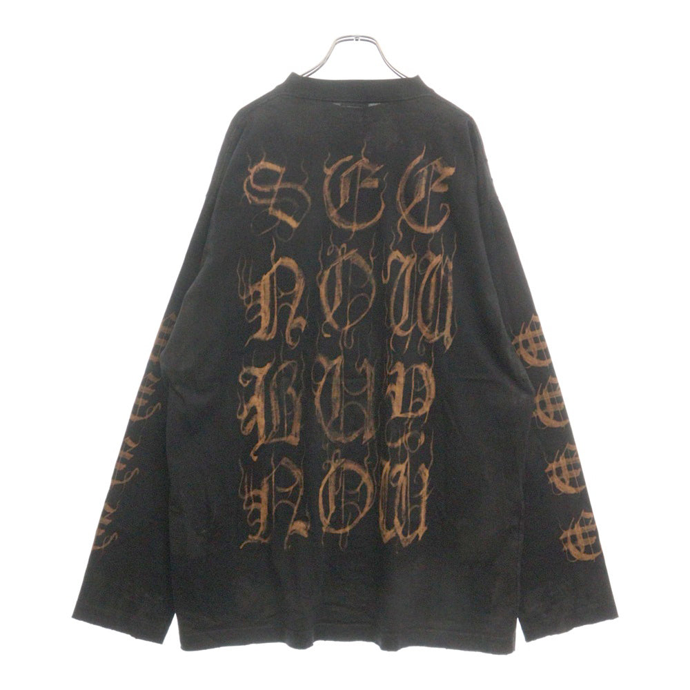 BALENCIAGA(バレンシアガ) 23SS Heavy Metal Long Sleeve T-shirt ヘビーメタルロゴ ダメージ加工長袖Tシャツ ロンT ブラック 739783 TOVE1