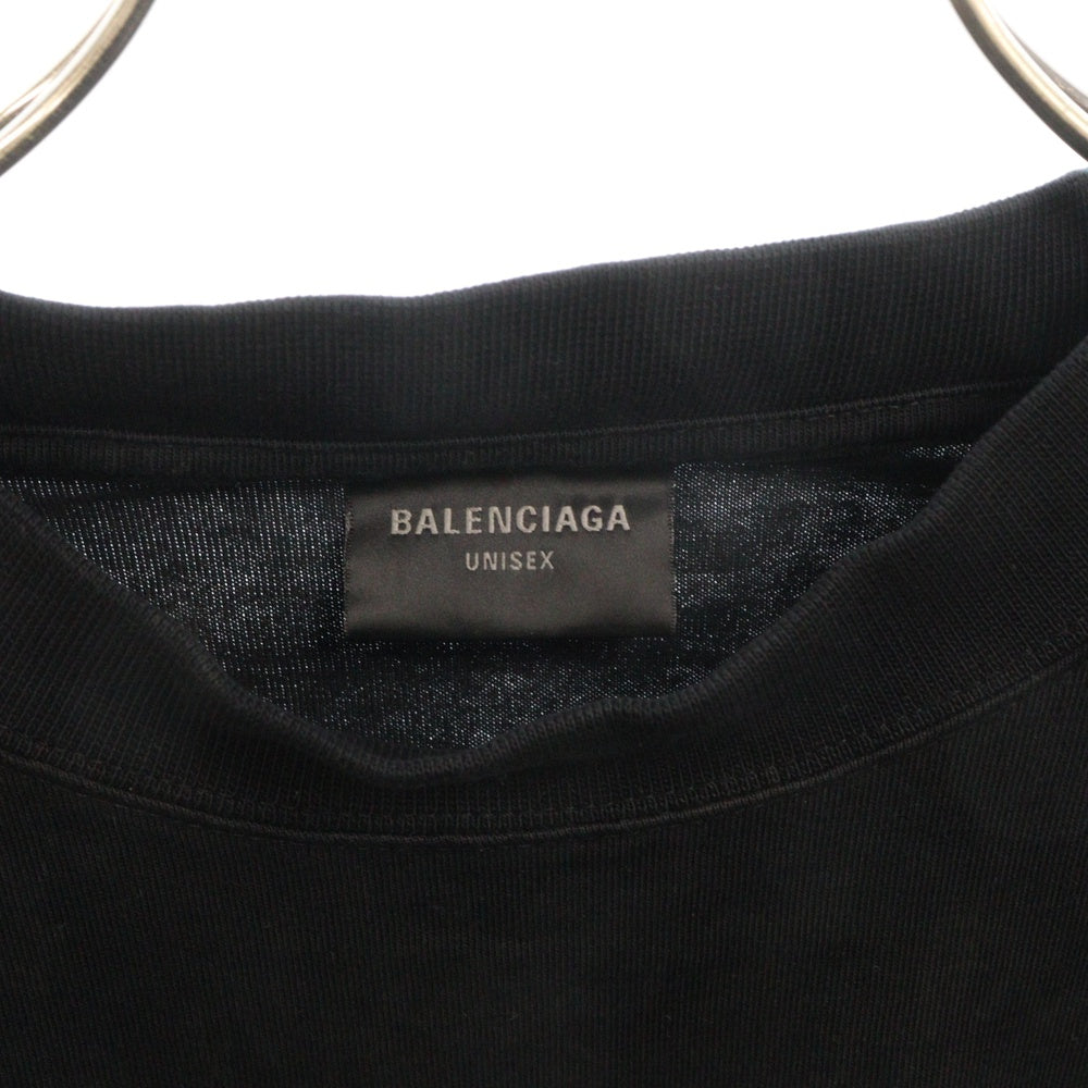BALENCIAGA(バレンシアガ) 23SS Heavy Metal Long Sleeve T-shirt ヘビーメタルロゴ ダメージ加工長袖Tシャツ ロンT ブラック 739783 TOVE1