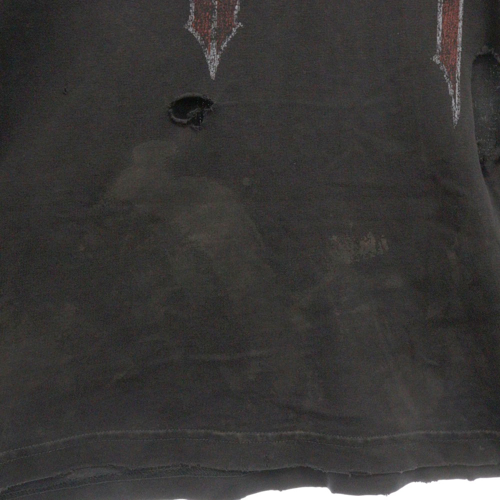 BALENCIAGA(バレンシアガ) 23SS Paris Moon Oversized Tee パリスムーン ダメージ加工 オーバーサイズ半袖Tシャツ ブラック 739028 TOVE4