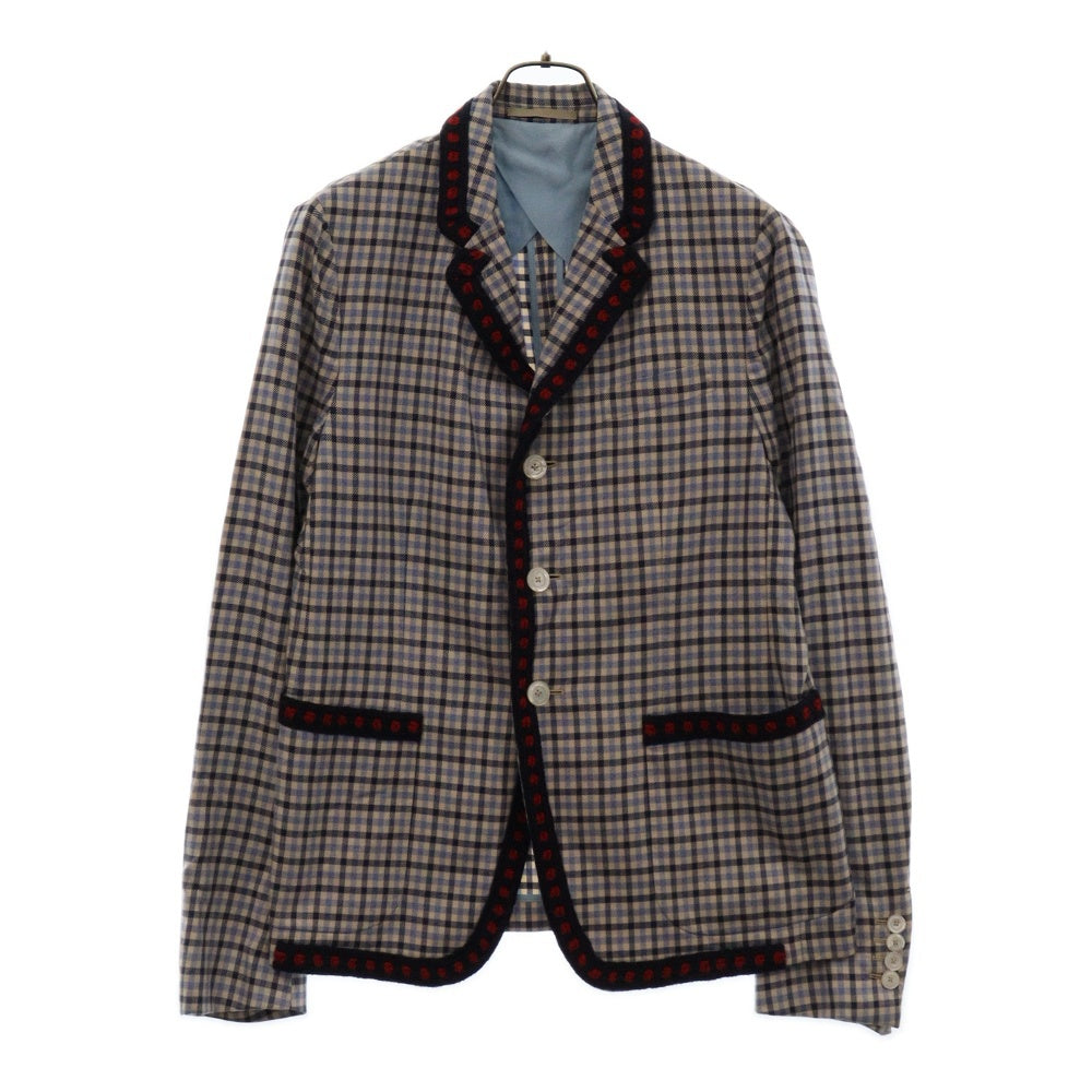 GUCCI(グッチ) 16SS Cotton Twill Vichy Moulin Jacket チェックテーラードジャケット ブルー 409698 Z3961