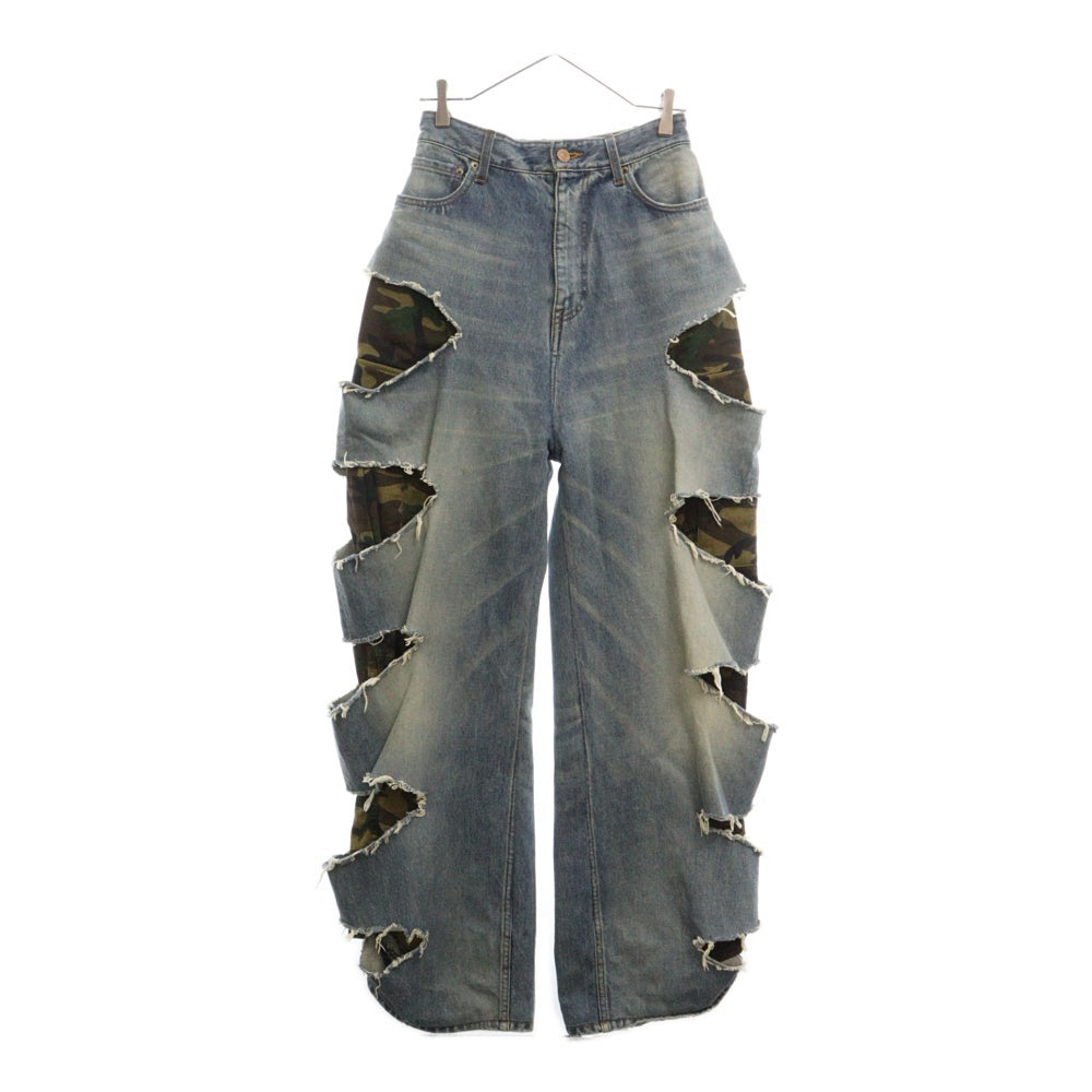 BALENCIAGA(バレンシアガ) 21AW Camouflage Layered Distressed Denim Pants レイヤード カモフラージュデニムパンツ インディゴ 662763 TDW14