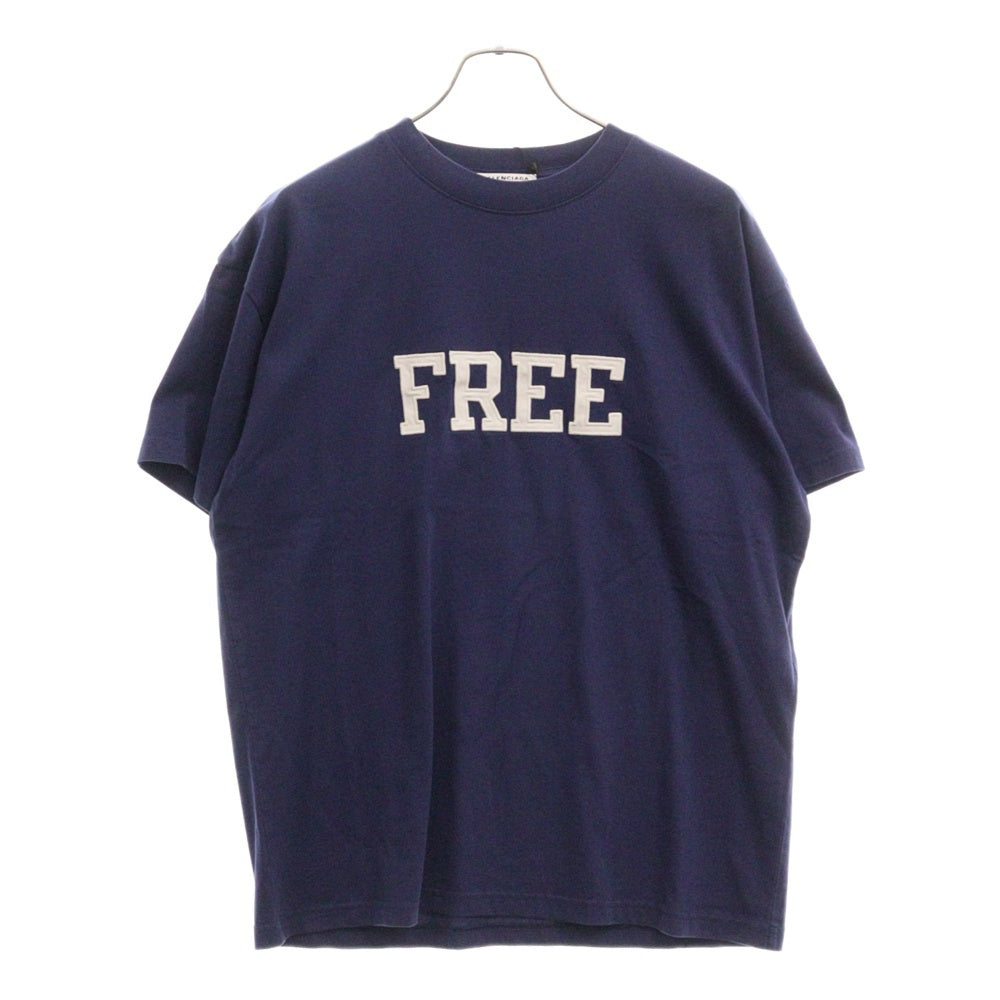 BALENCIAGA(バレンシアガ) FREE T-Shirt フリー ロゴ刺繍半袖Tシャツ ネイビー 612965 TKVD3