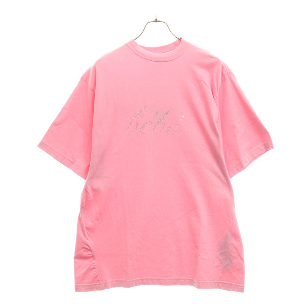 BALENCIAGA(バレンシアガ) Bebe Rhinestone Oversized T-Shirt ラインストーン装飾 半袖Tシャツ ピンク 681314 TLVH4