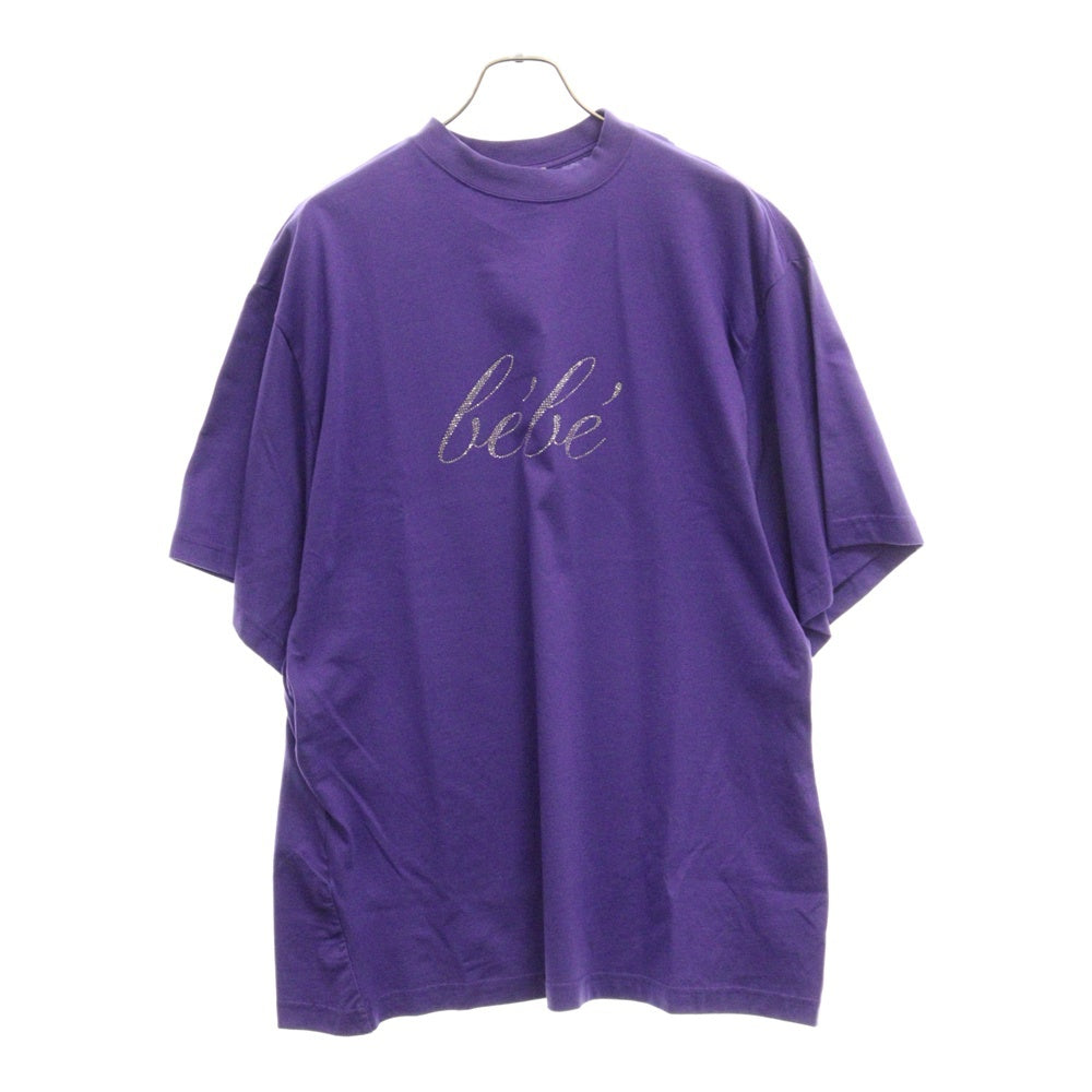 BALENCIAGA(バレンシアガ) Bebe Rhinestone Oversized T-Shirt ラインストーン装飾 半袖Tシャツ パープル 681314 TLVH4
