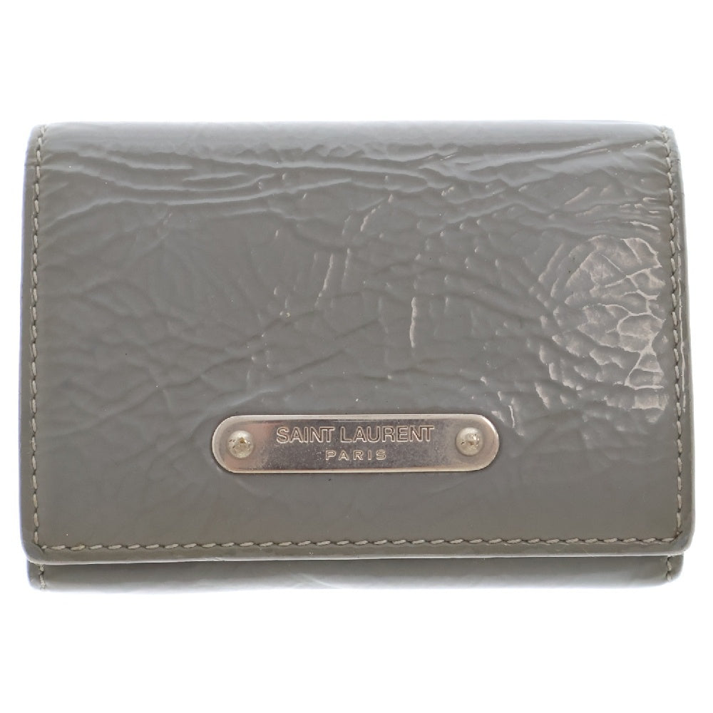 SAINT LAURENT PARIS(サンローランパリ) SLG COMPACT TRIFOLD WALLET ロゴプレート エナメルコンパクトミニウォレット 三つ折り財布 グレー 462366