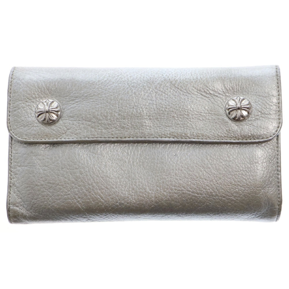 CHROME HEARTS(クロムハーツ) WAVE CROSS BALL ウェーブ ウォレット クロスボールボタン 長財布 シルバー