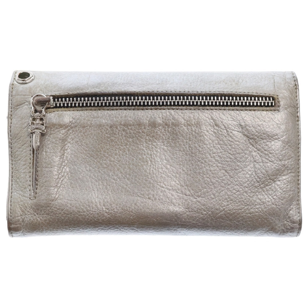 CHROME HEARTS(クロムハーツ) WAVE CROSS BALL ウェーブ ウォレット クロスボールボタン 長財布 シルバー