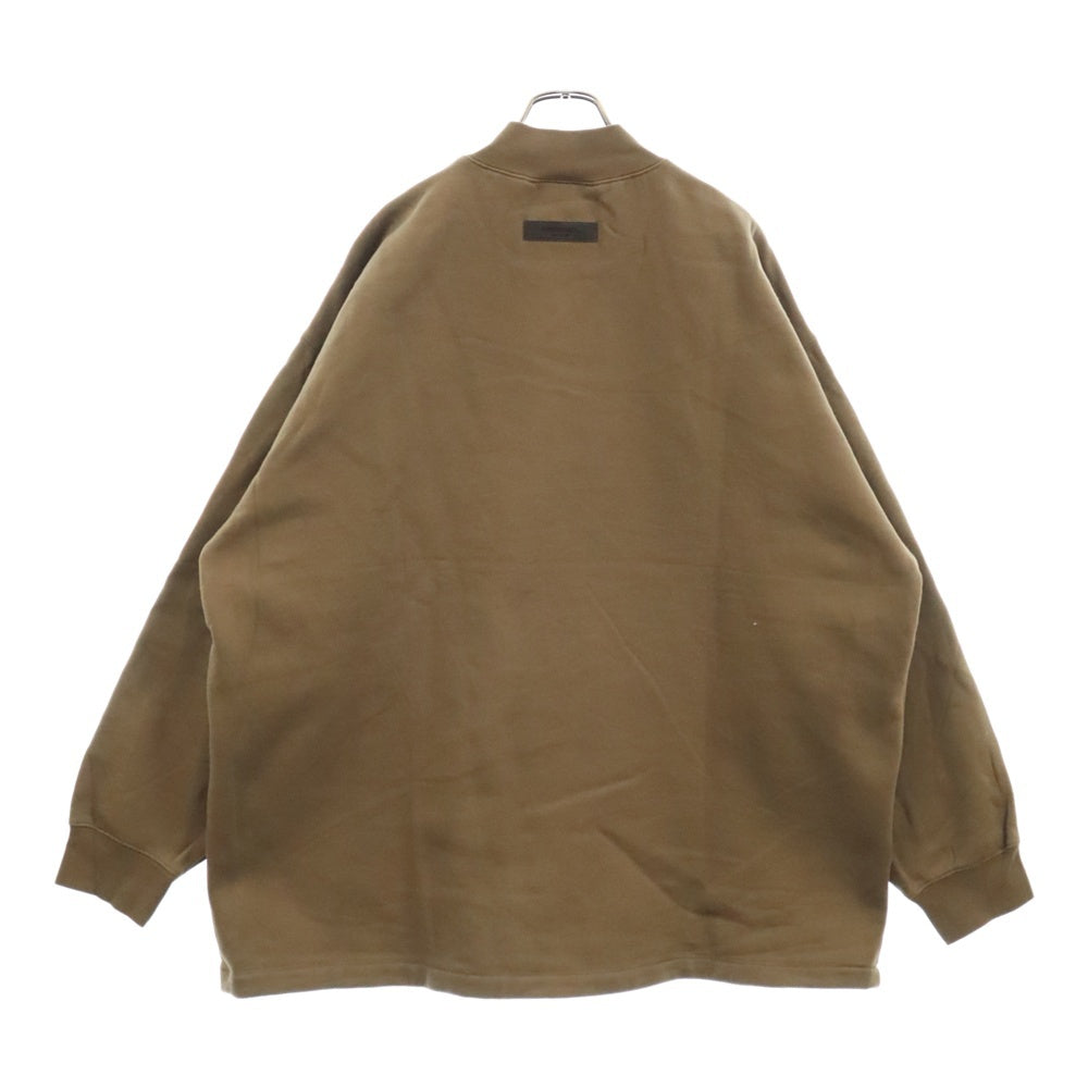 FOG Essentials(エフオージー エッセンシャルズ) MOCK NECK SWEAT SHIRT フェルトロゴプリント モックネック長袖スウェットトレーナー ブラウン