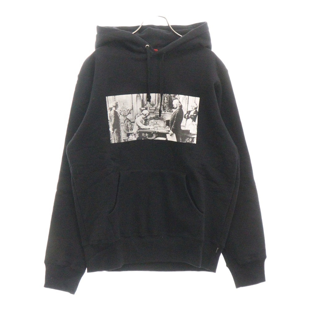 SUPREME(シュプリーム) 18AW ×Mike Kelley Franklin Signing Hoodie マイクケリー フランクリン サイニング プリントプルオーバースウェットパーカー フーディー ブラック