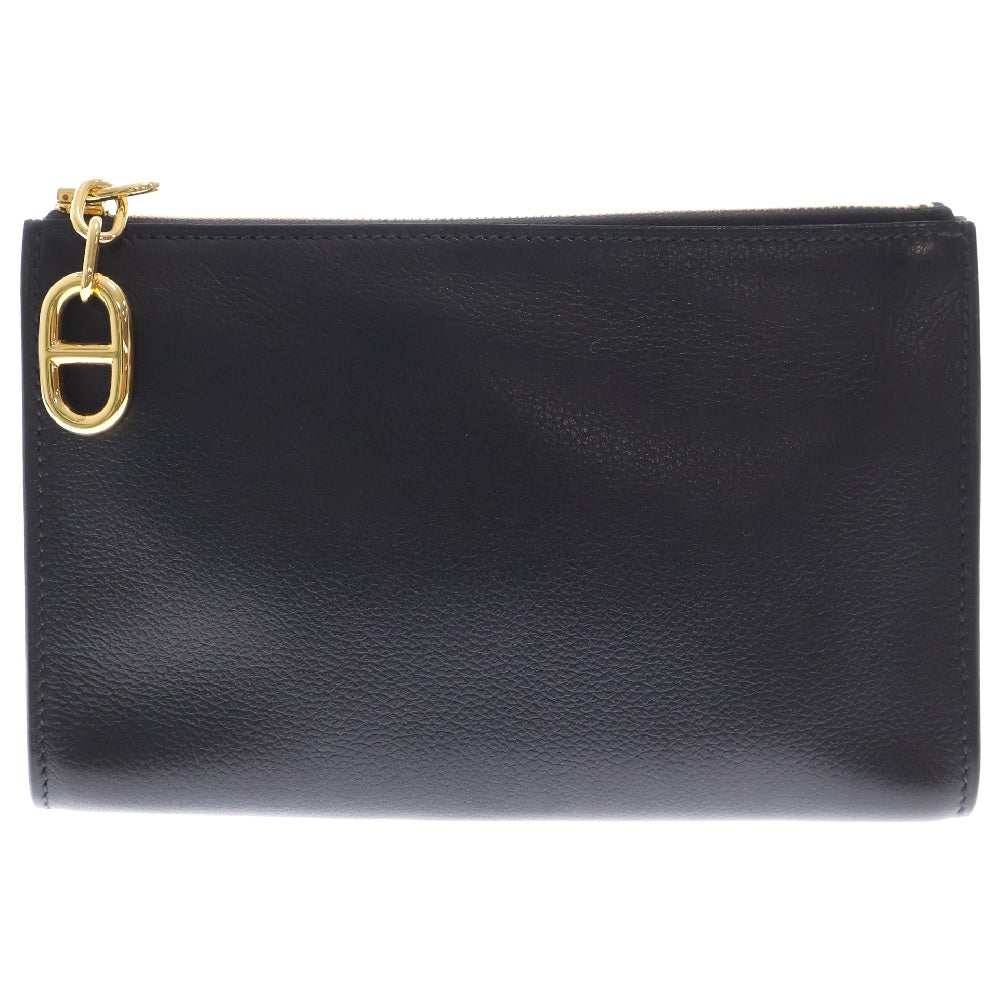 HERMES(エルメス) Zipengo PM Chaine dAncre ジップアンゴーPM シェーヌダンクル レザーポーチ W刻印 ブラック/ゴールド