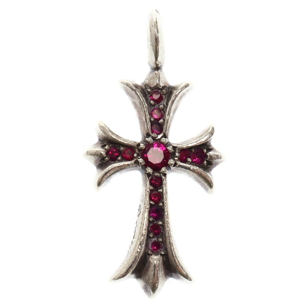 CHROME HEARTS(クロムハーツ) TNY CRSF P RUBY タイニーファットクロス PAVEルビー ペンダント シルバーネックレストップ