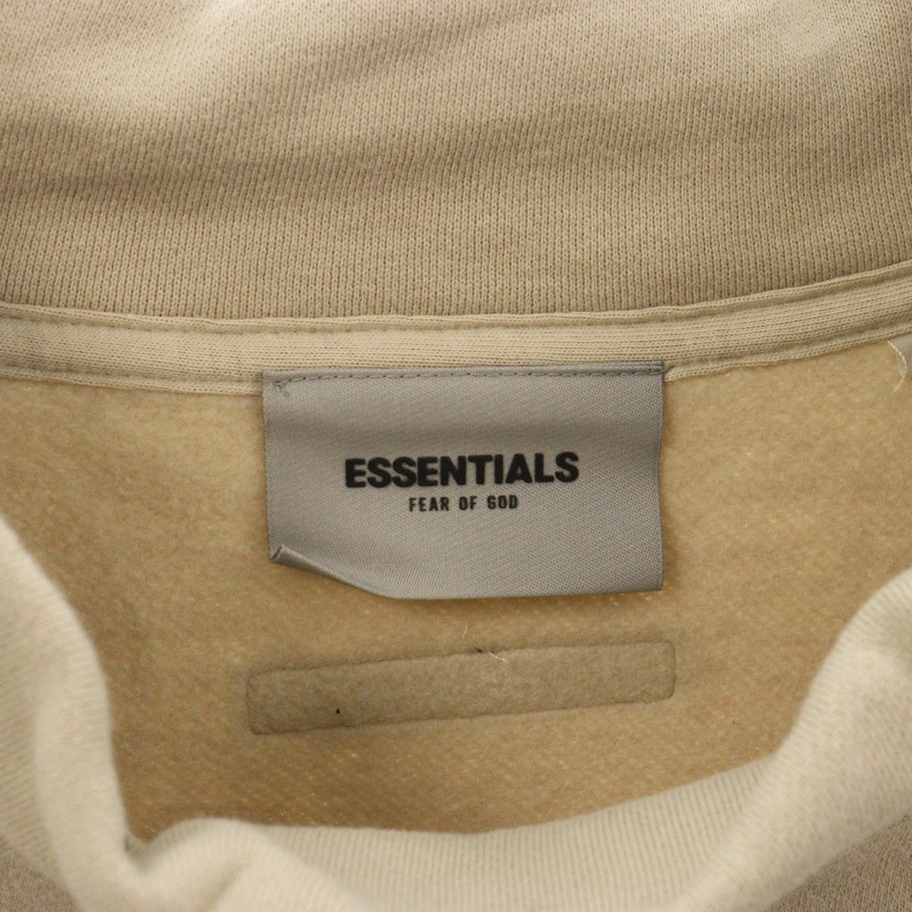 FEAR OF GOD ESSENTIALS(フィアオブゴッド エッセンシャルズ) MOCK NECK SWEAT SHIRT リフレクターロゴプリント モックネック長袖スウェットトレーナー ベージュ