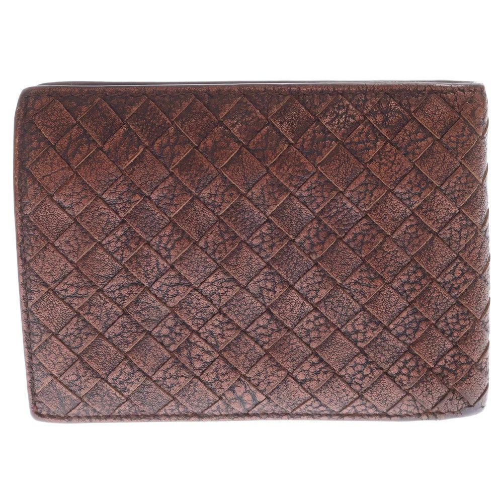 BOTTEGA VENETA(ボッテガヴェネタ) イントレチャート コンパクトウォレット 2つ折り財布 ブラウン B02008408Q