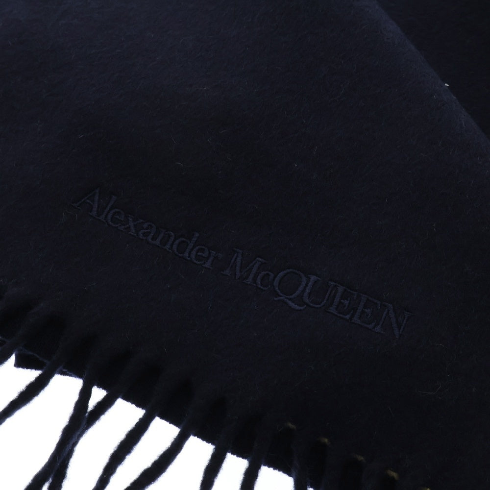 Alexander McQueen(アレキサンダーマックイーン) ロゴタブ ボーダーマフラー 686027 ネイビー